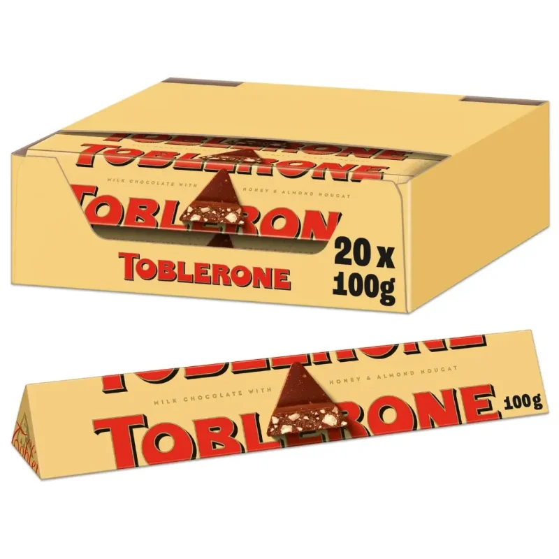 Toblerone-Swiss-Milk-Chocolate-Bar-20-Pieces-100g Toblerone Swiss Milk Chocolate Bar (20 x 100g)