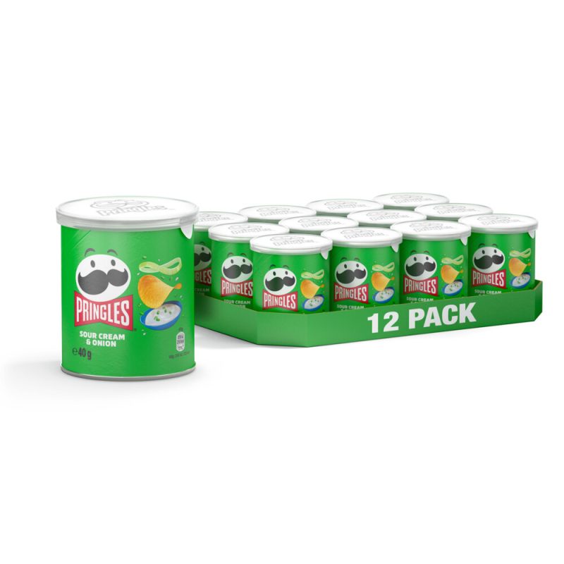 1073096 Pringles Sour Cream & Onion Chips - 40g x 12