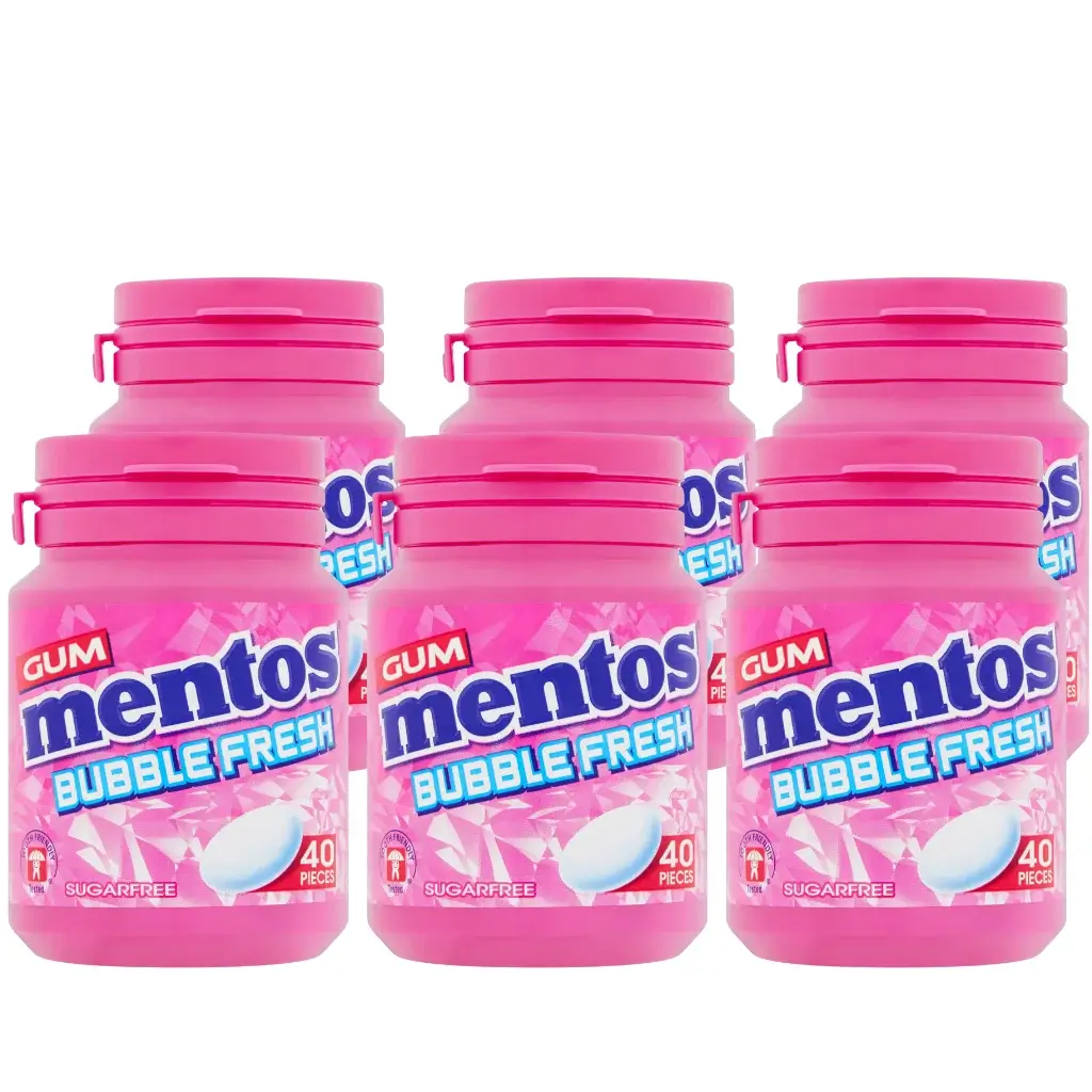 Mentos-Gum-Bubble-Fresh-40-Pieces-Bottles-6x56g_2 Mentos Gum Bubble Fresh 40 Pieces Bottles - (6x56g)