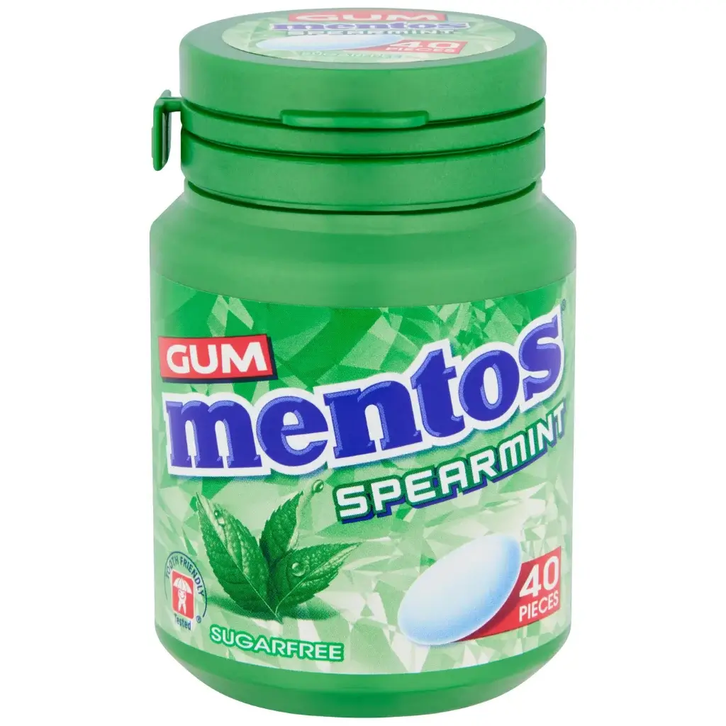 Mentos-Gum-Spearmint-40-Pieces-Bottles-6x56g Mentos Gum Spearmint 40 Pieces Bottles - (6x56g) - Image 2