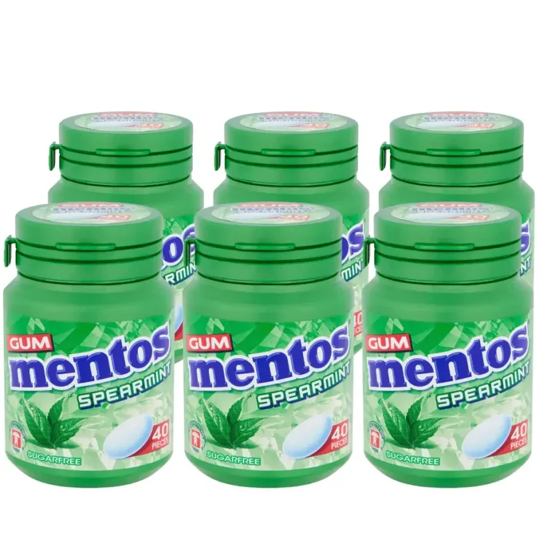 Mentos-Gum-Spearmint-40-Pieces-Bottles-6x56g_2 Mentos Gum Spearmint 40 Pieces Bottles - (6x56g)
