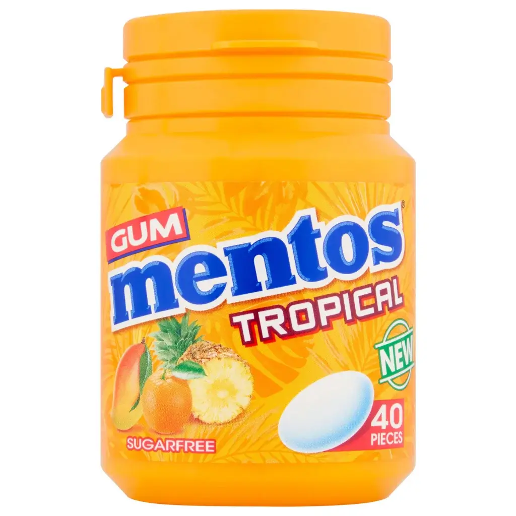 Mentos-Gum-Tropical-40-Pieces-Bottles-6x56g Mentos Gum Tropical 40 Pieces Bottles - (6x56g) - Image 2