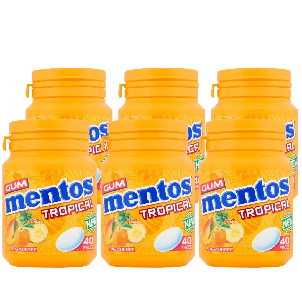 Mentos-Gum-Tropical-40-Pieces-Bottles-6x56g_2 Mentos Gum Tropical 40 Pieces Bottles - (6x56g)